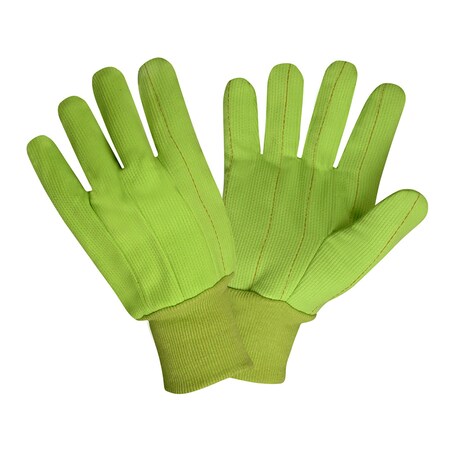 Cordova Canvas, Knit Wrist, Corded, Double Palm, Hi-Vis Lime, 12PK 2810CD